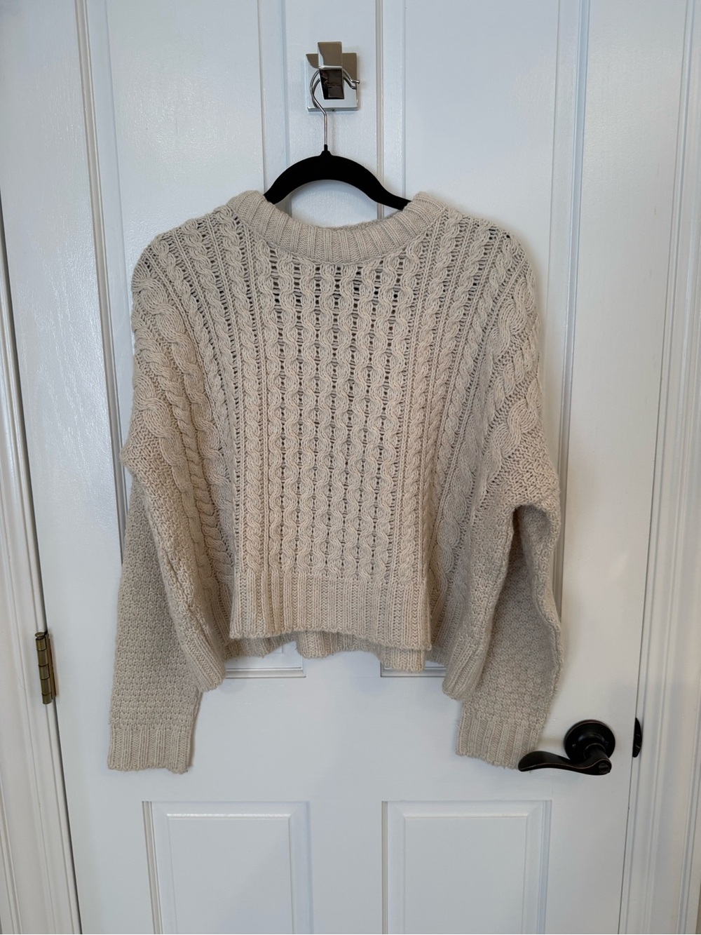 BDG Cream Cable Knit Crew Sweater